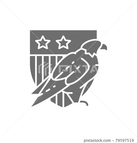 Eagle with USA shield, coat of arms of America grey icon. 79597519