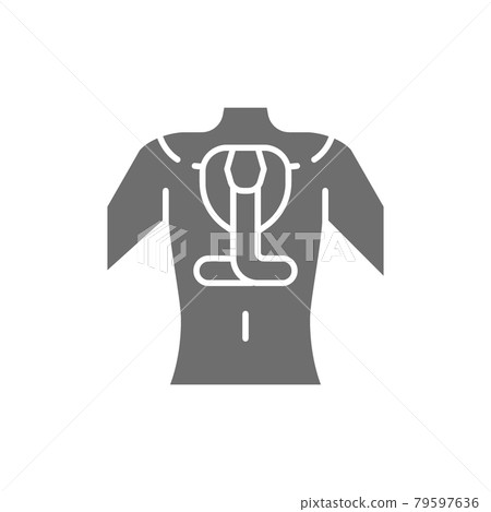 Snake tattoo sketch on human body gray icon. Snake tattoo sketch on human body gray icon. 79597636