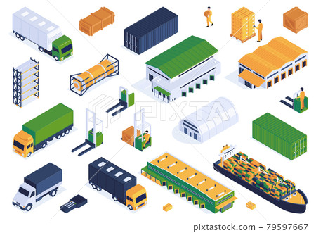 Logistics Isometric Icons Collection 79597667