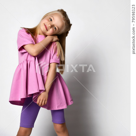 Portrait of a stylish little girl in summer Portrait of a stylish little girl in summer 79598123