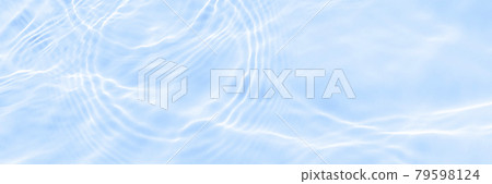Surface of lights on blue transparent swimming pool water texture. Trendy abstract wavy background. Water waves in sunlight with copy space. Long banner Surface of lights on blue transparent swimming pool water texture. Trendy abstract wavy background. Water waves in sunlight with copy space. Long banner 79598124