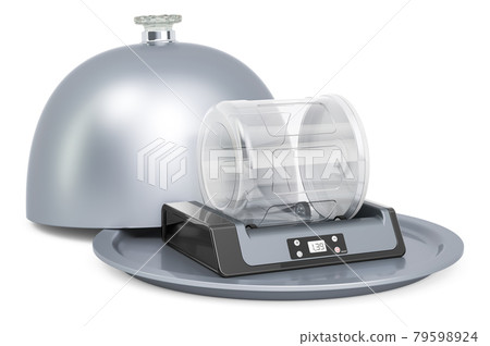 Restaurant cloche with vacuum marinator, 3D rendering Restaurant cloche with vacuum marinator, 3D rendering 79598924