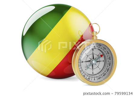 Compass with Congolese flag. Travel and tourism in Congo concept. 3D rendering 79599134