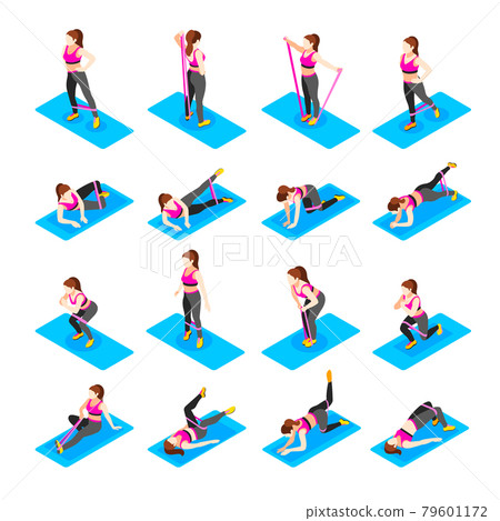 Female Exercises Icon Set 79601172