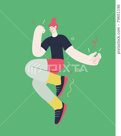 Happiness - happy people jumping in the air cheerfully Happiness - happy people jumping in the air cheerfully 79601196
