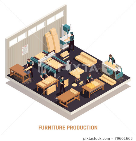 Isometric Isolated Furniture Production Concept 79601663
