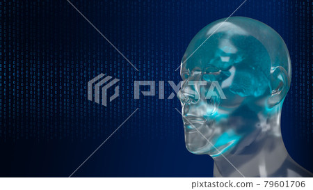 The robotic human head with graphic element face represent artificial intelligence and machine learning concept 3d rendering. The robotic human head with graphic element face represent artificial intelligence and machine learning concept 3d rendering. 79601706
