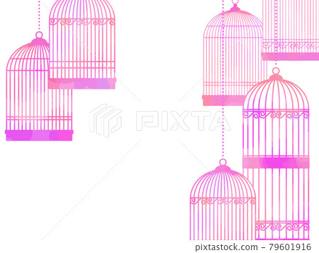 Birdcage illustration background, watercolor style Birdcage illustration background, watercolor style 79601916