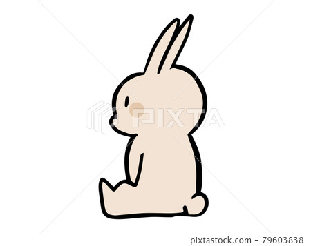 一隻坐著的兔子的插圖，具有簡單而變形的觸感 79603838