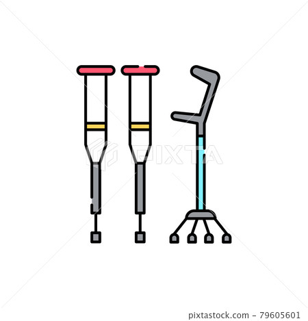 Crutches olor line icon. Pictogram for web page, mobile app, promo. Crutches olor line icon. Pictogram for web page, mobile app, promo. 79605601