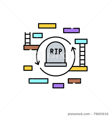 Roguelike game olor line icon. Computer games genres. Pictogram for web page, mobile app, promo. Roguelike game olor line icon. Computer games genres. Pictogram for web page, mobile app, promo. 79605616