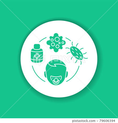 Pediatric immunology color glyph icon. Check and treatment viral diseases 79606394