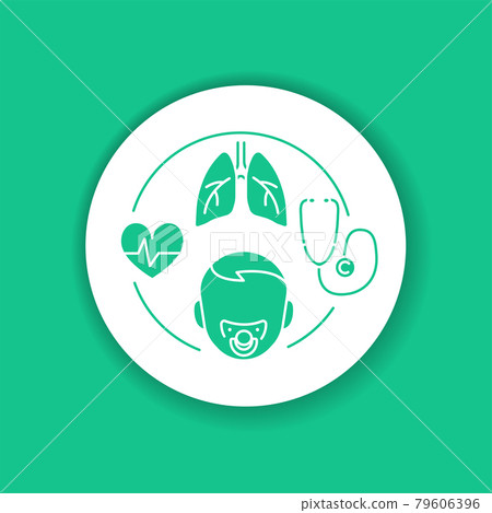 Pediatric pulmonology color glyph icon. Check and treatment respiratory 79606396