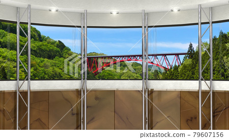 Background Material Studio Set Valley with Red Bridge Background Material Studio Set Valley with Red Bridge 79607156