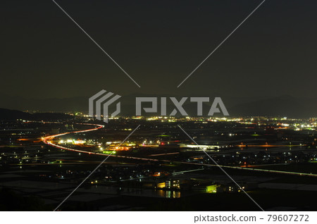 Night view of Fukui Plain Hokuriku Expressway from Higashiyama Park 79607272