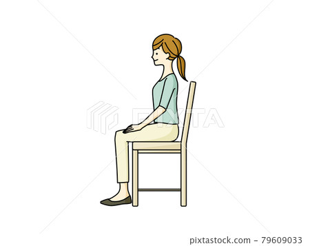 Woman sitting in a chair in the correct posture 79609033