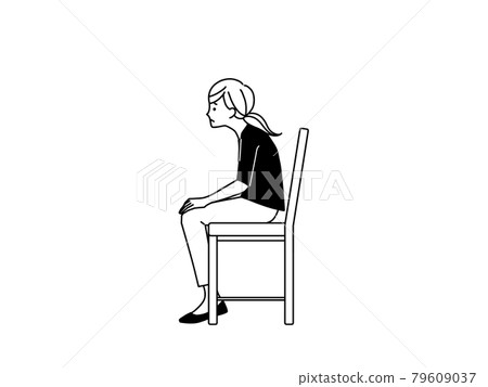 Kyphosis sitting in a chair-black Kyphosis sitting in a chair-black 79609037