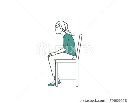 Kyphosis woman sitting in a chair-2 colors 79609038