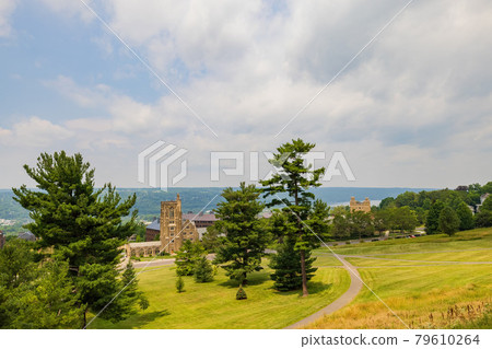 Sunny exterior view of the War Memorial building of Cornell University 79610264