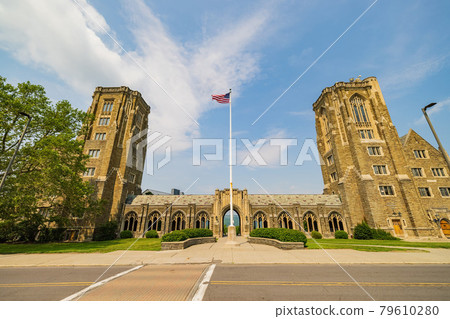 Sunny exterior view of the War Memorial building of Cornell University 79610280