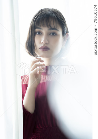 Portrait of dressed up woman Portrait of dressed up woman 79610574