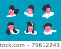 modern vector illustration of womens hairstyles, icons 79612243