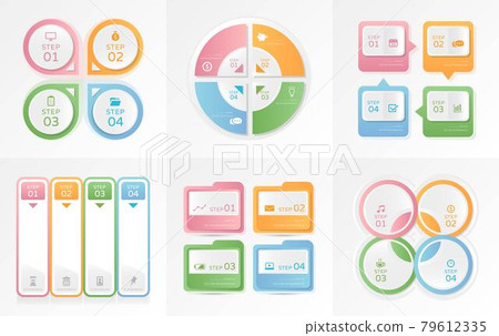 業務信息圖表,4步驟的圖表與商務圖標,向量模板網頁設計 79612335