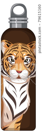 A brown thermos bottle with tiger pattern 79615160