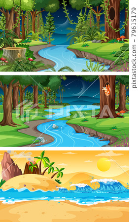 Three different nature horizontal scenes Three different nature horizontal scenes 79615179