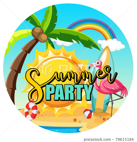 Summer Party text banner with beach background Summer Party text banner with beach background 79615184