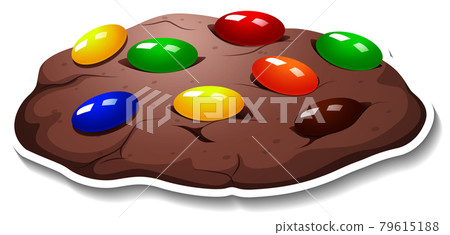 Chocolate chip cookies sticker on white background Chocolate chip cookies sticker on white background 79615188