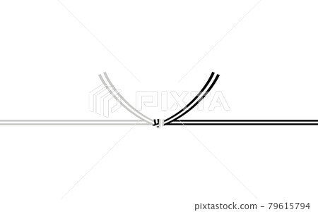 Japanese traditional decorative string, Mizuhiki, 2 even black and white, knot 79615794
