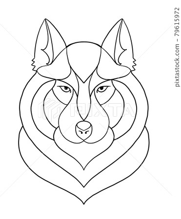 Wolf outline portrait, sketch for your design 79615972