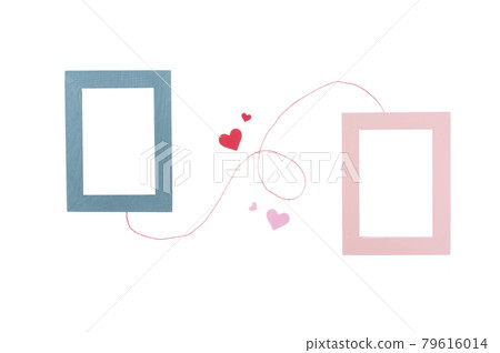 Graphic material on a white background using a frame and a heart with a love motif 79616014