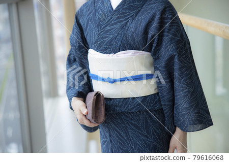 Kimono summer thin clothes single clothes women in their 60s 79616068