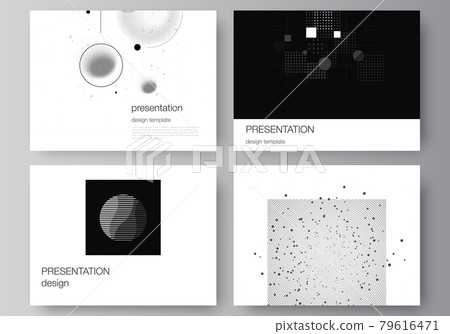 Vector layout of the presentation slides design business templates, template for presentation brochure, brochure cover, report. Abstract technology black color science background. High tech concept. 79616471