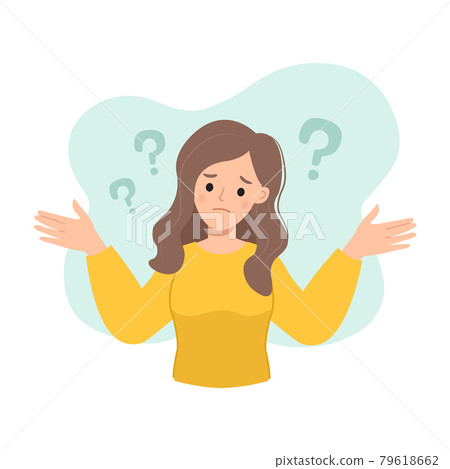 Woman lift her hands with confused expression. Uncertainty and doubt concept Woman lift her hands with confused expression. Uncertainty and doubt concept 79618662