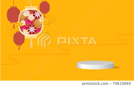 Oriental mid autumn festival podium stage background design. Product display vector Oriental mid autumn festival podium stage background design. Product display vector 79618669