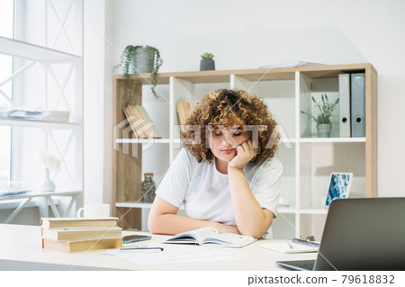 demotivated student exam study bored woman reading demotivated student exam study bored woman reading 79618832