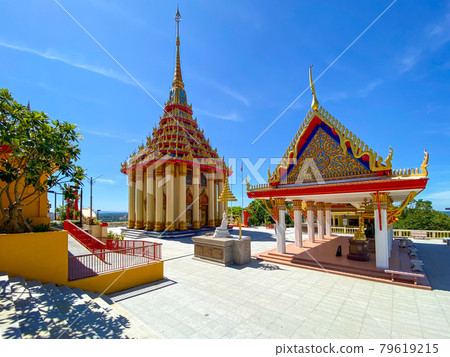 Uthaithani, Thailand - 23 May 2021:Wat Sangkat Rattana Khiri in Uthai Thani, a northern province of Thailand. Uthaithani, Thailand - 23 May 2021:Wat Sangkat Rattana Khiri in Uthai Thani, a northern province of Thailand. 79619215