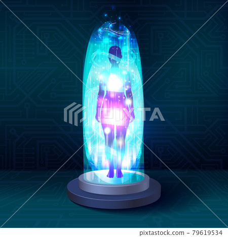 magic portal, sci-fi teleport with human body silhouette 79619534