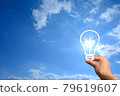 Sun light bulb blue sky 79619607