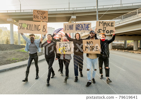 Young people at street demonstration 79619641