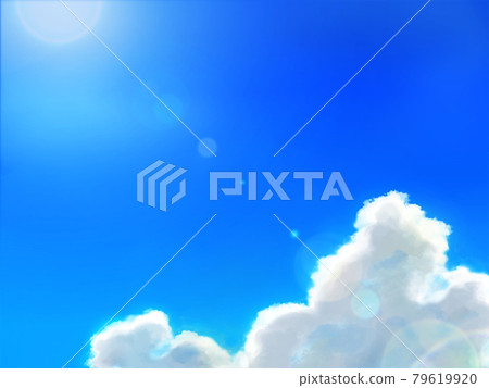 覆蓋天空的雲彩和陽光下的藍天（水平） 79619920