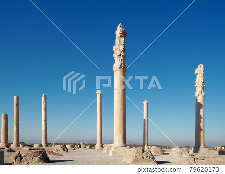 Apadana Palace. The greatest palace built on the western side of Persepolis by Darius the Great. The work began in 515 BC and they were completed by his son Xerxes 30 years later. Apadana Palace. The greatest palace built on the western side of Persepolis by Darius the Great. The work began in 515 BC and they were completed by his son Xerxes 30 years later. 79620173