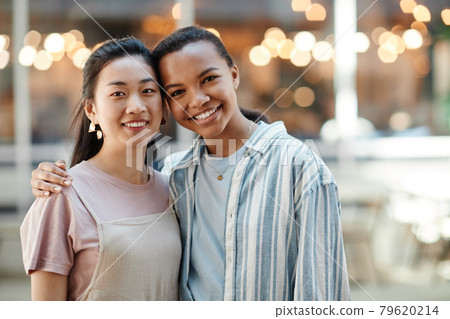 Portrait of Two Female Friends Outdoors 79620214