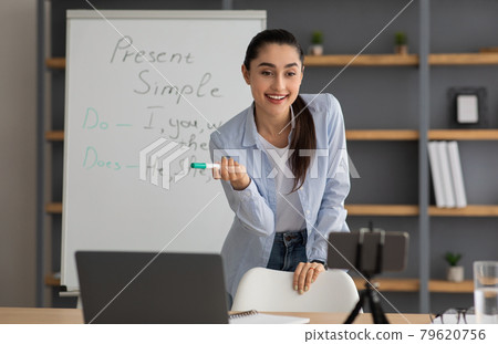 E-learning with teacher on pc in living room at home, social distancing, new normal E-learning with teacher on pc in living room at home, social distancing, new normal 79620756