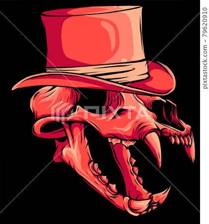 vector illustration of skull of tiger with hat vector illustration of skull of tiger with hat 79620910