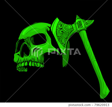 vector illustration of skull head murdered by ax vector illustration of skull head murdered by ax 79620913