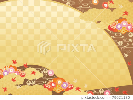 Autumn background (autumn leaves and chrysanthemums) Horizontal 3 Beku 79621180